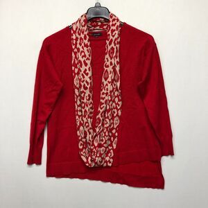 NWT Verve Ami Women Crewneck Sweater with Scarf Size Small Red M137 -26